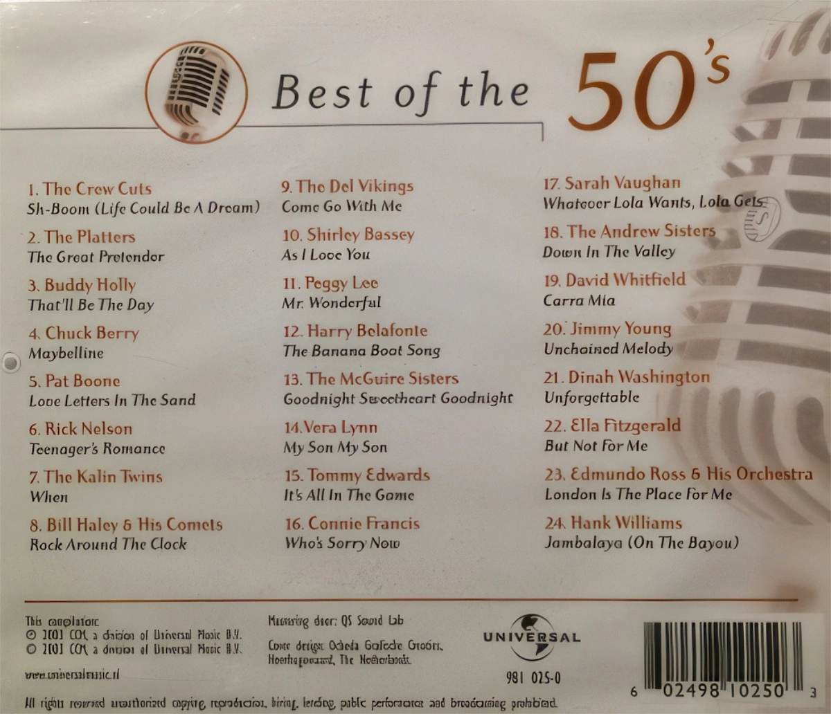 Best Of The 50'S Back Cover