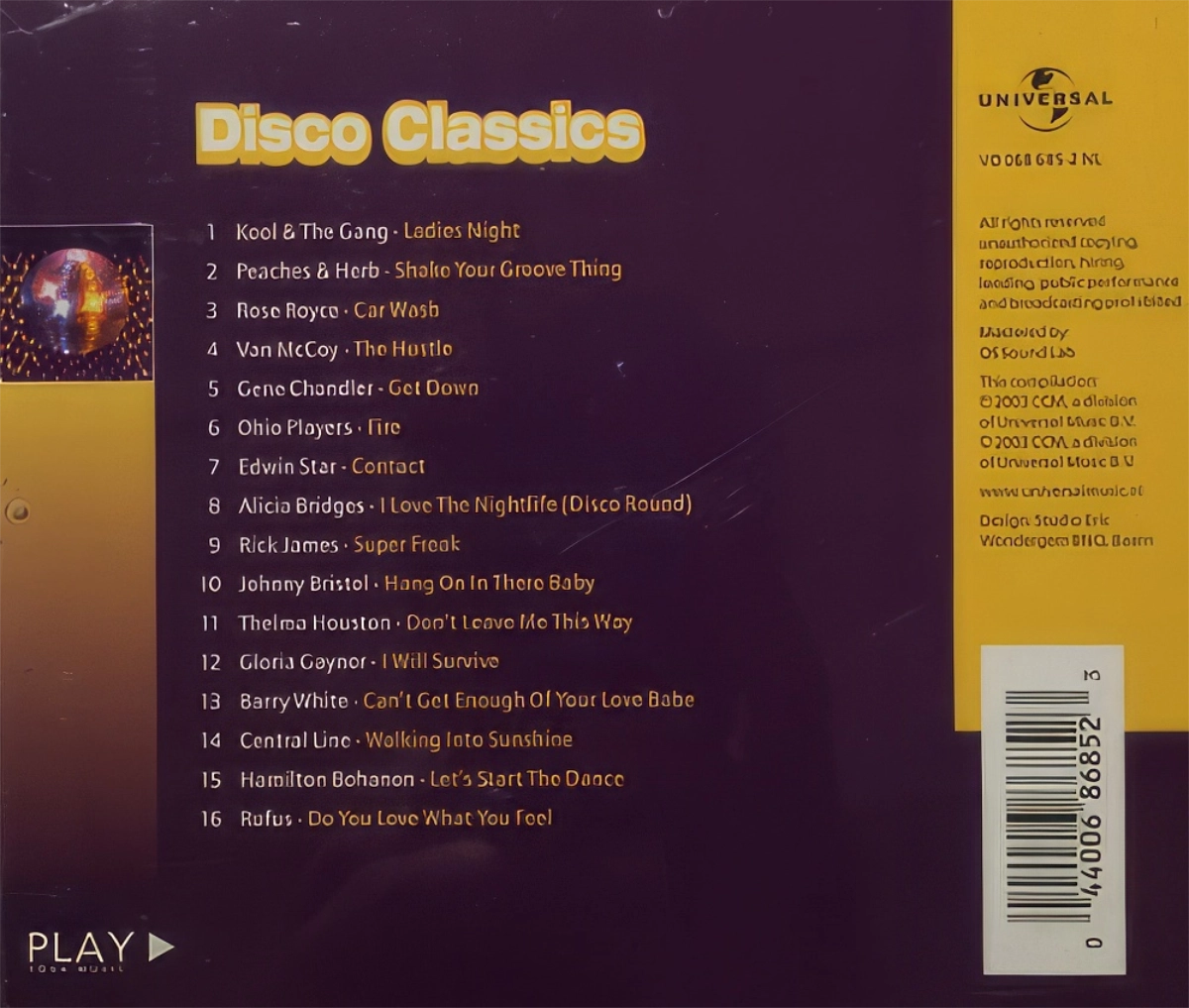 Disco Classics Back Cover