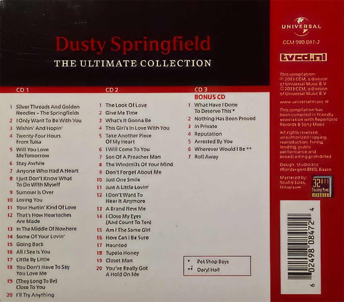 Dusty Springfield .The Ultimate Collection Back Cover