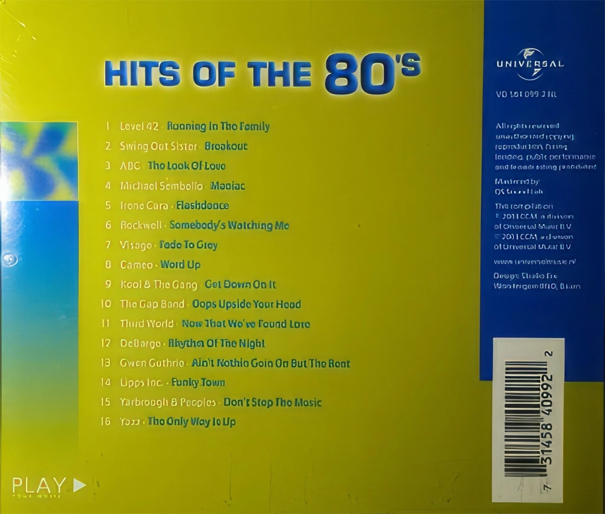 Hits Of The 80'S Back Cover