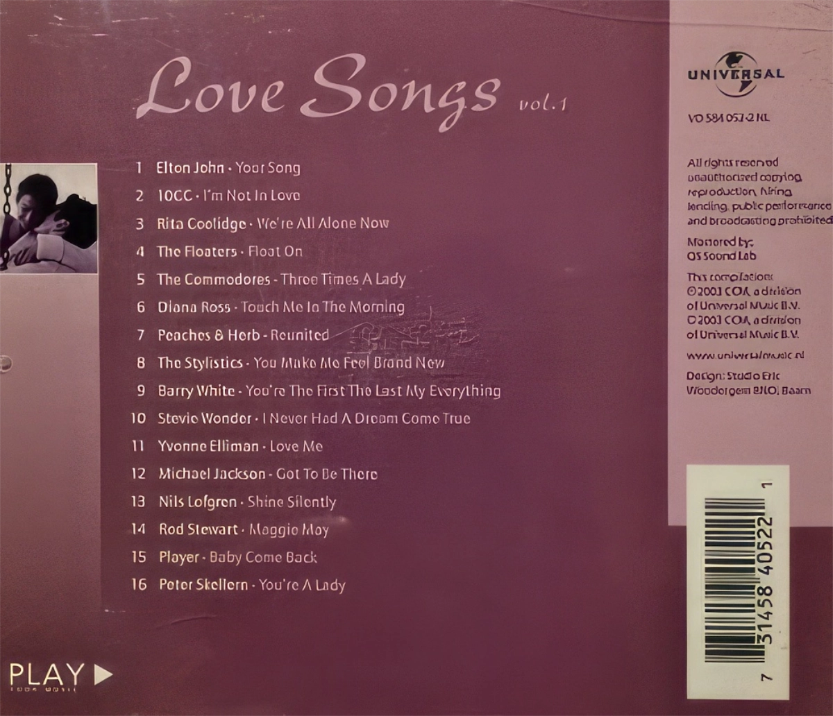 Love Songs Vol 1 Back Cover