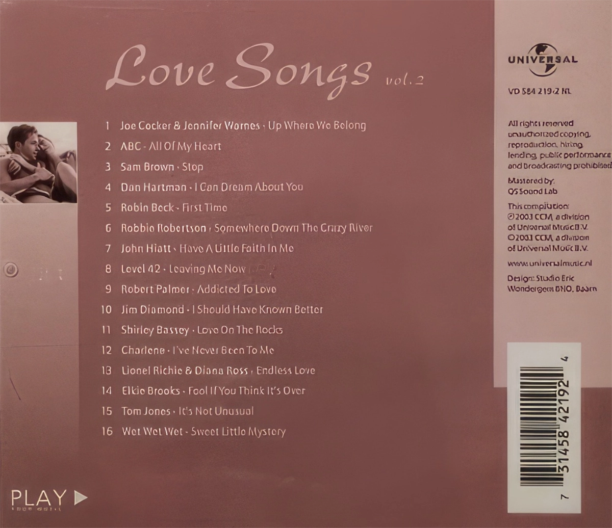 Love Songs Vol 2 Back Cover
