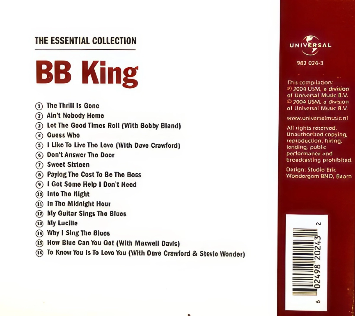 Bb King .The Essential Collection Back Cover