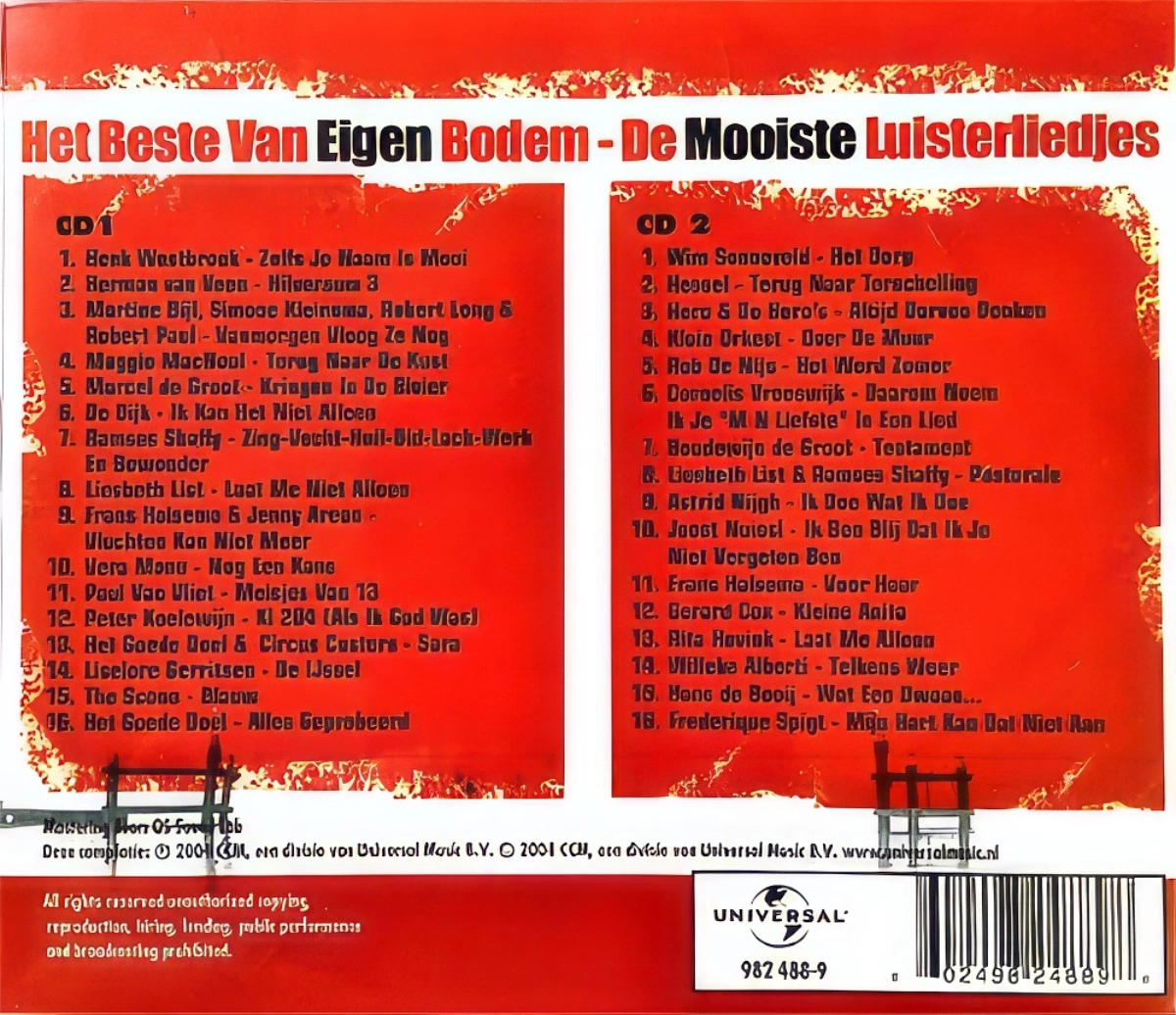 Het Beste Van Eigen Bodem .De Mooiste Luisterliedjes Back Cover
