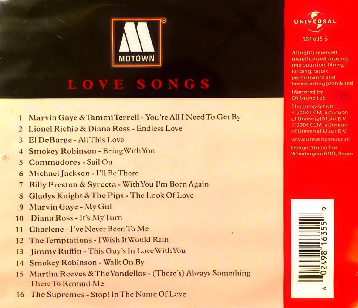 Motown Love Songs Back Cover
