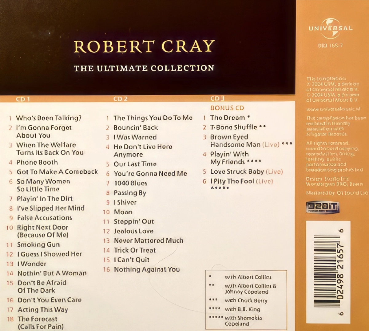 Robert Cray .The Ultimate Collection Back Cover