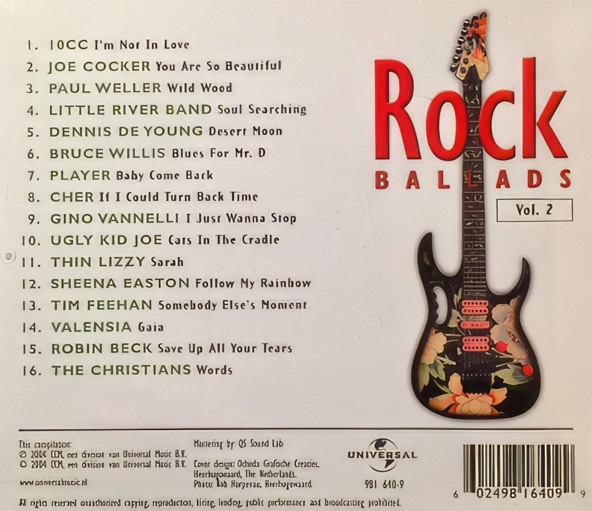 Rock Ballads Vol 2 Back Cover