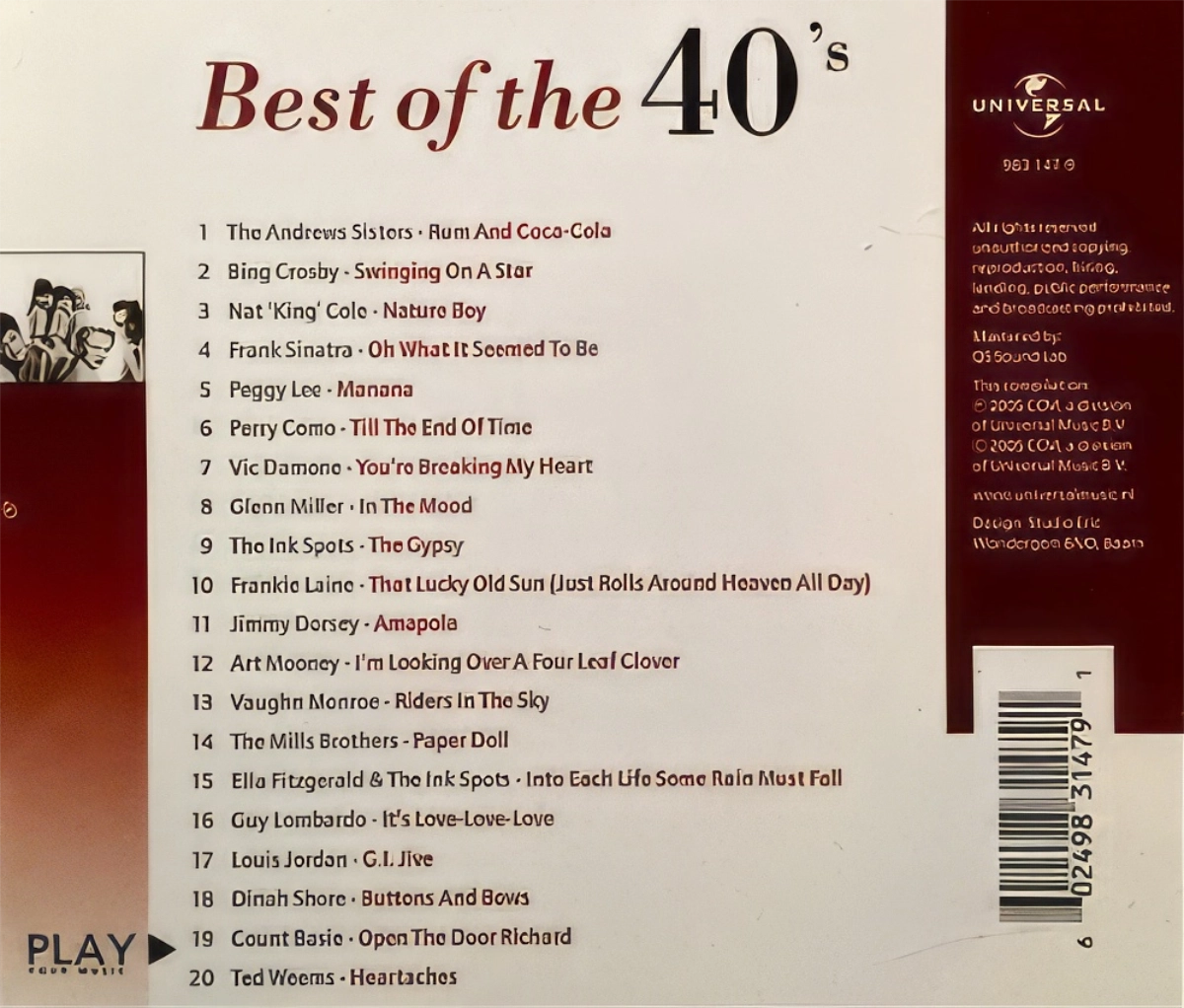 Best Of The 40'S Back Cover