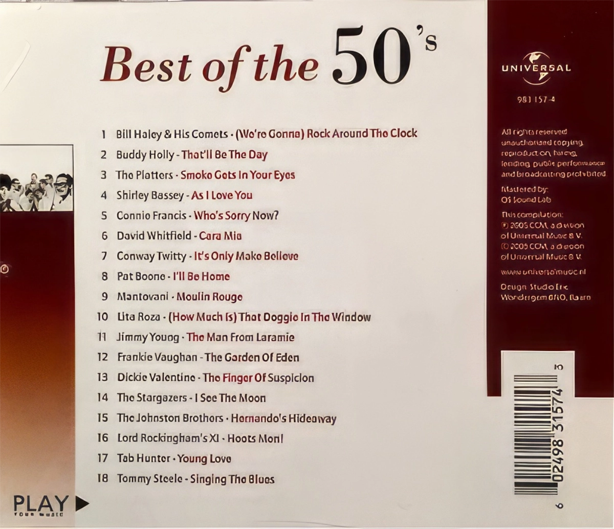 Best Of The 50'S Back Cover