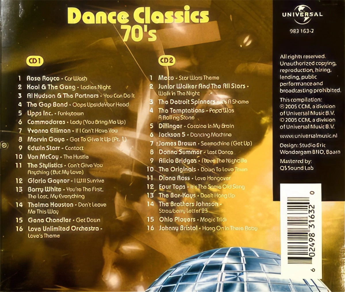 Dance Classics 70'S Back Cover