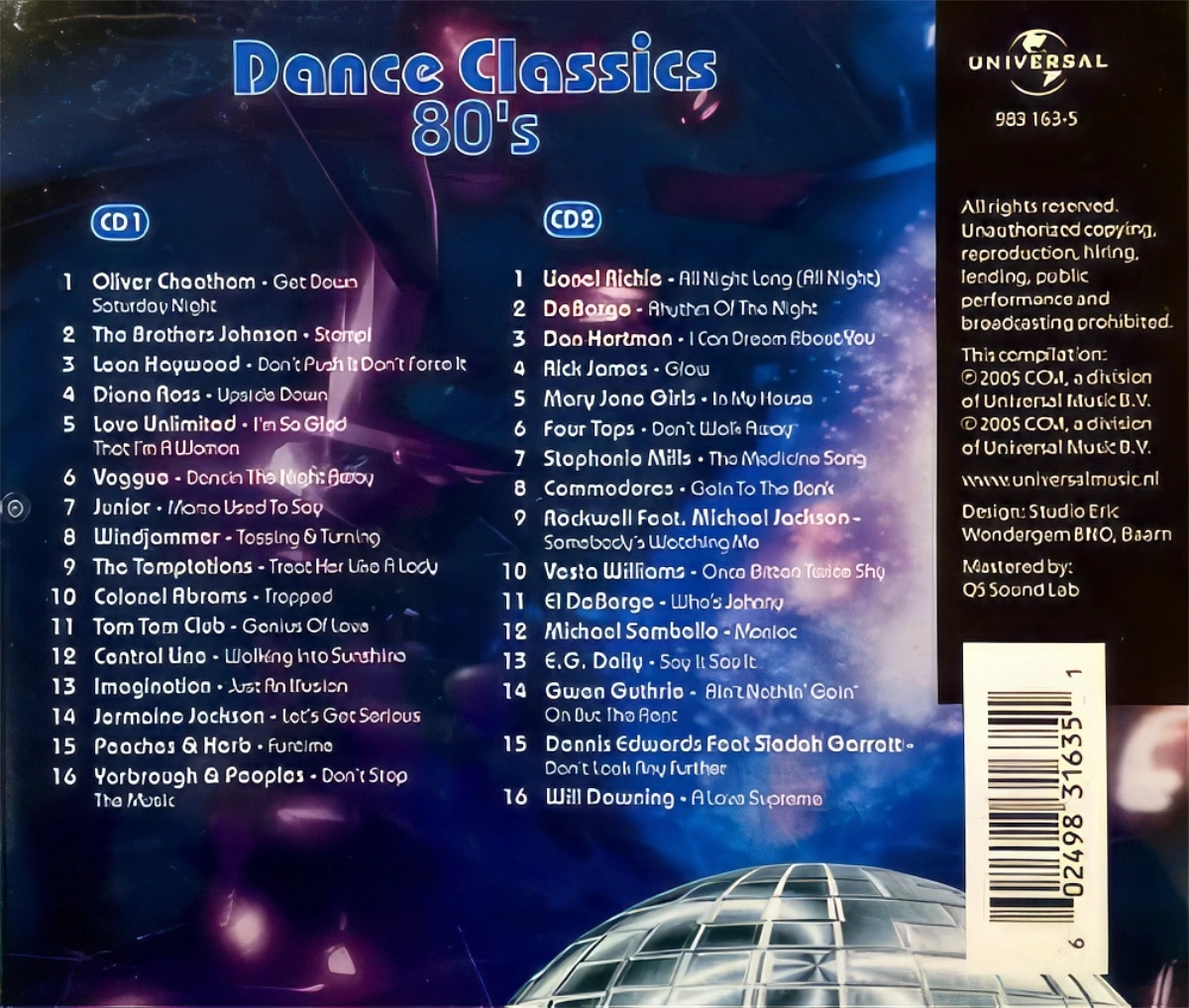 Dance Classics 80'S Back Cover