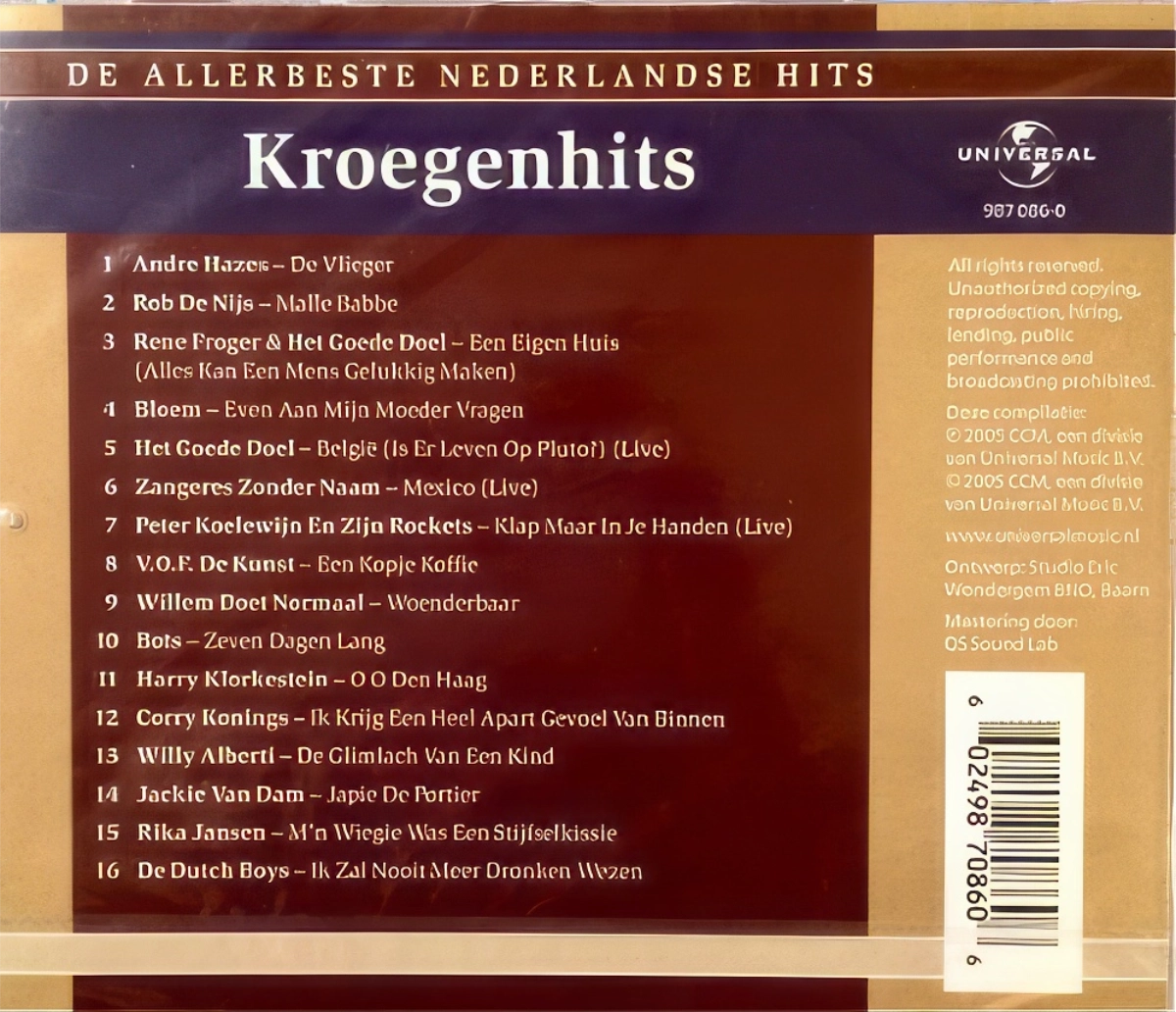 De Allerbeste Nederse Hits .Kroegenhits Back Cover
