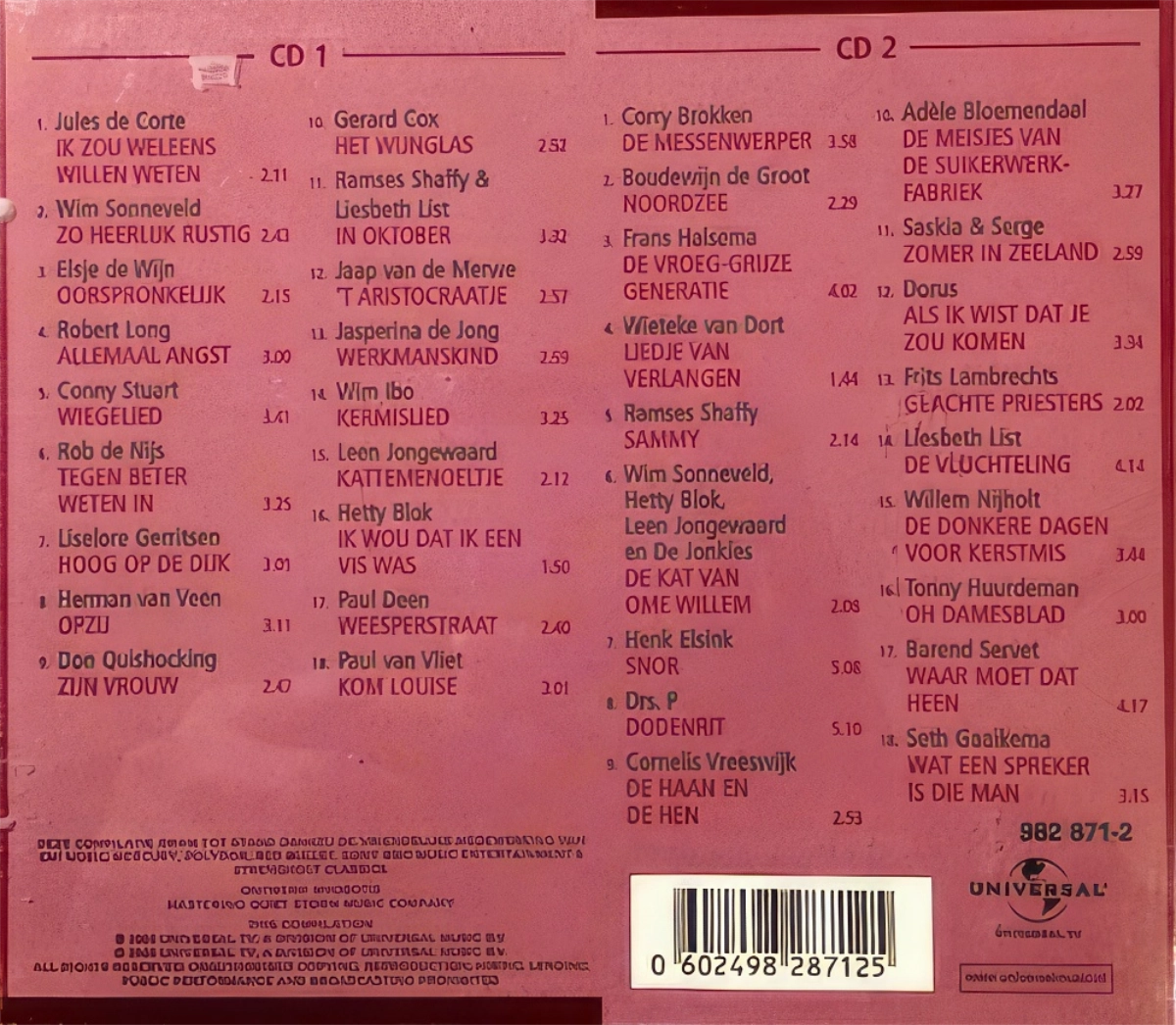 De Mooiste Luisterliedjes Allertijden .Ik Zou Welens Willen Weten Back Cover