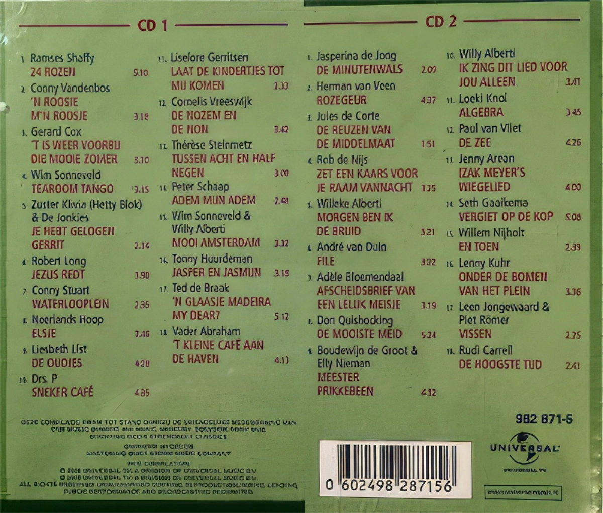 De Mooiste Luisterliedjes Allertijden 24 Rozen Back Cover