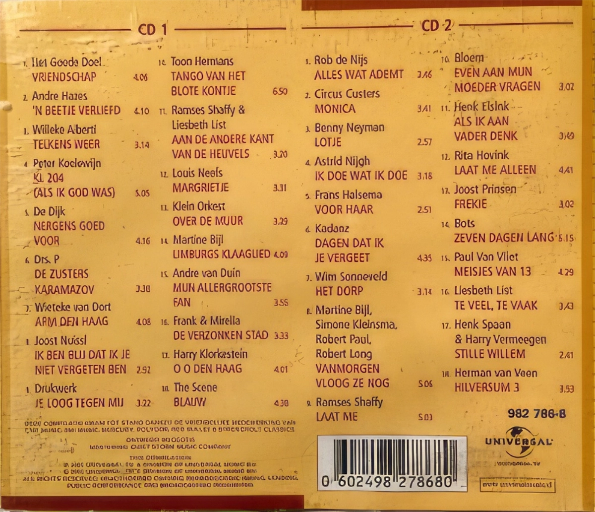 De Mooiste Luisterliedjes Allertijden Vriendschap Back Cover