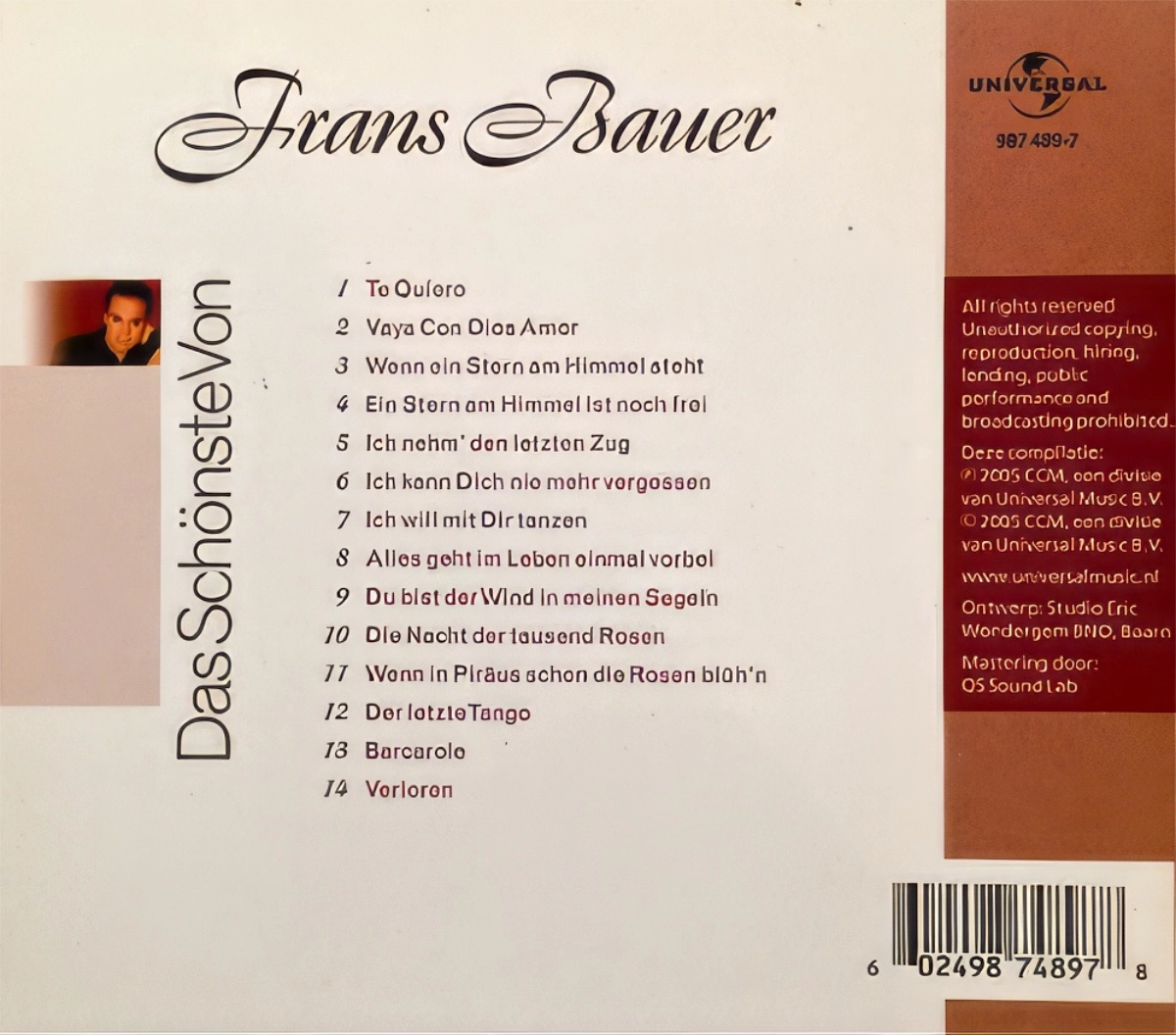 Frans Bauer .Das Schonste Von Back Cover