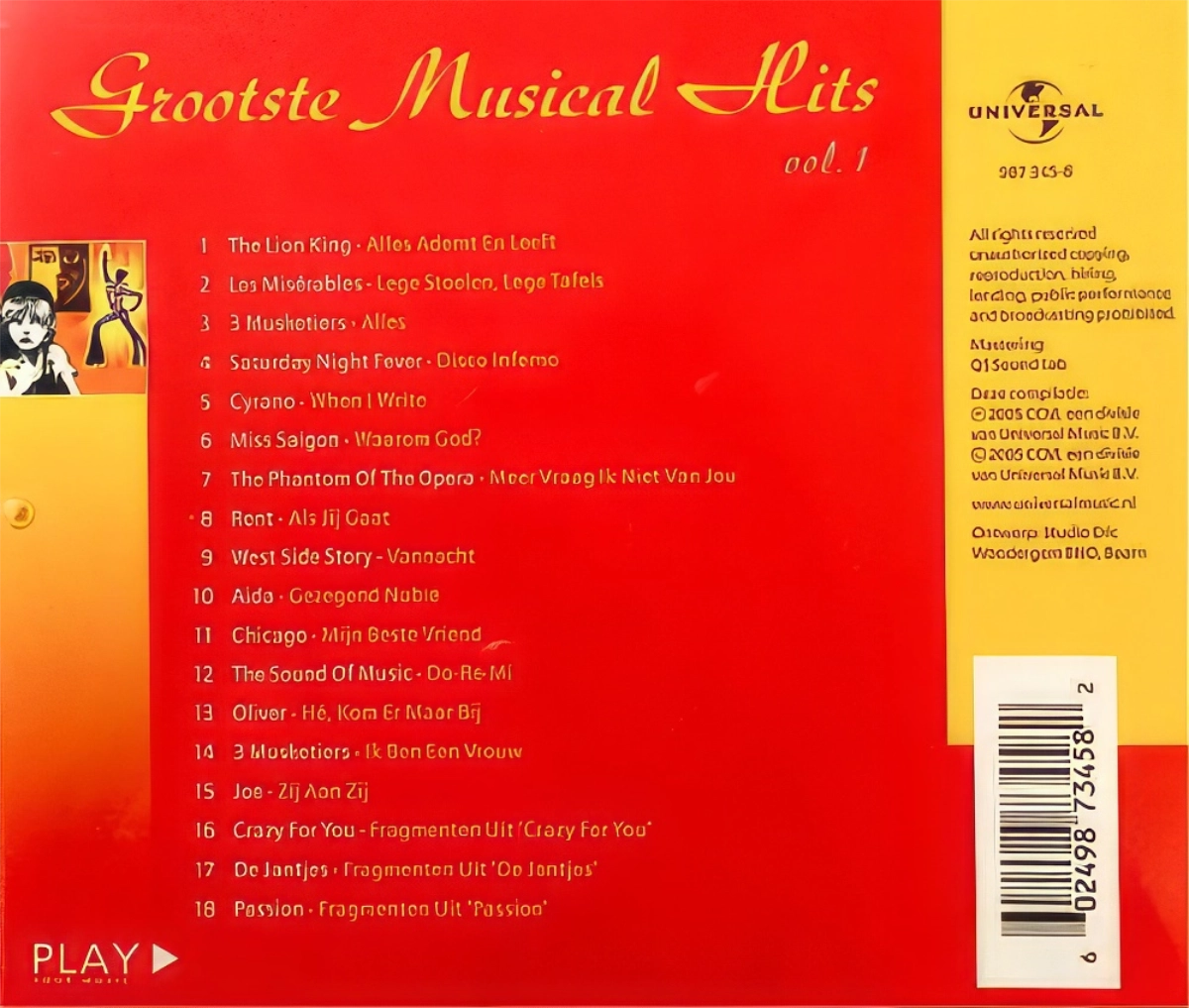 Grooste Musical Hits Vol 1 Back Cover