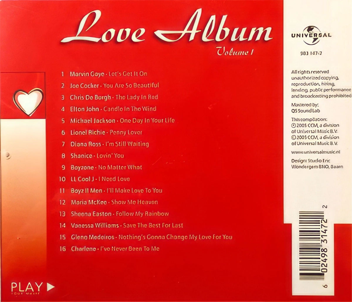Love Album Volume 1 Back Cover