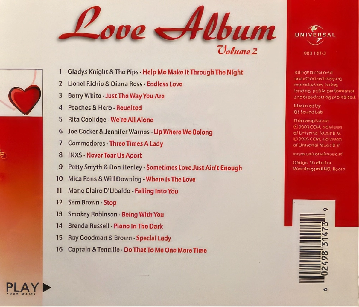 Love Album Volume 2 Back Cover