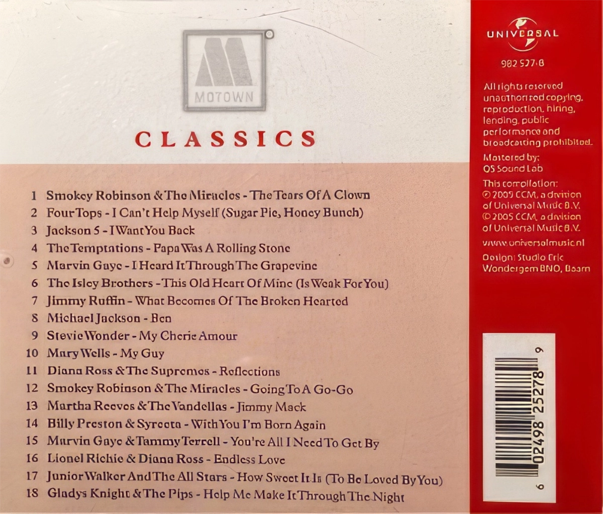 Motown Classics Back Cover
