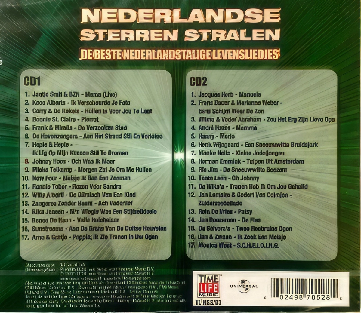 Nederlandse Sterren Stralen .De Beste Nederlandstalige Levenliedjes Back Cover