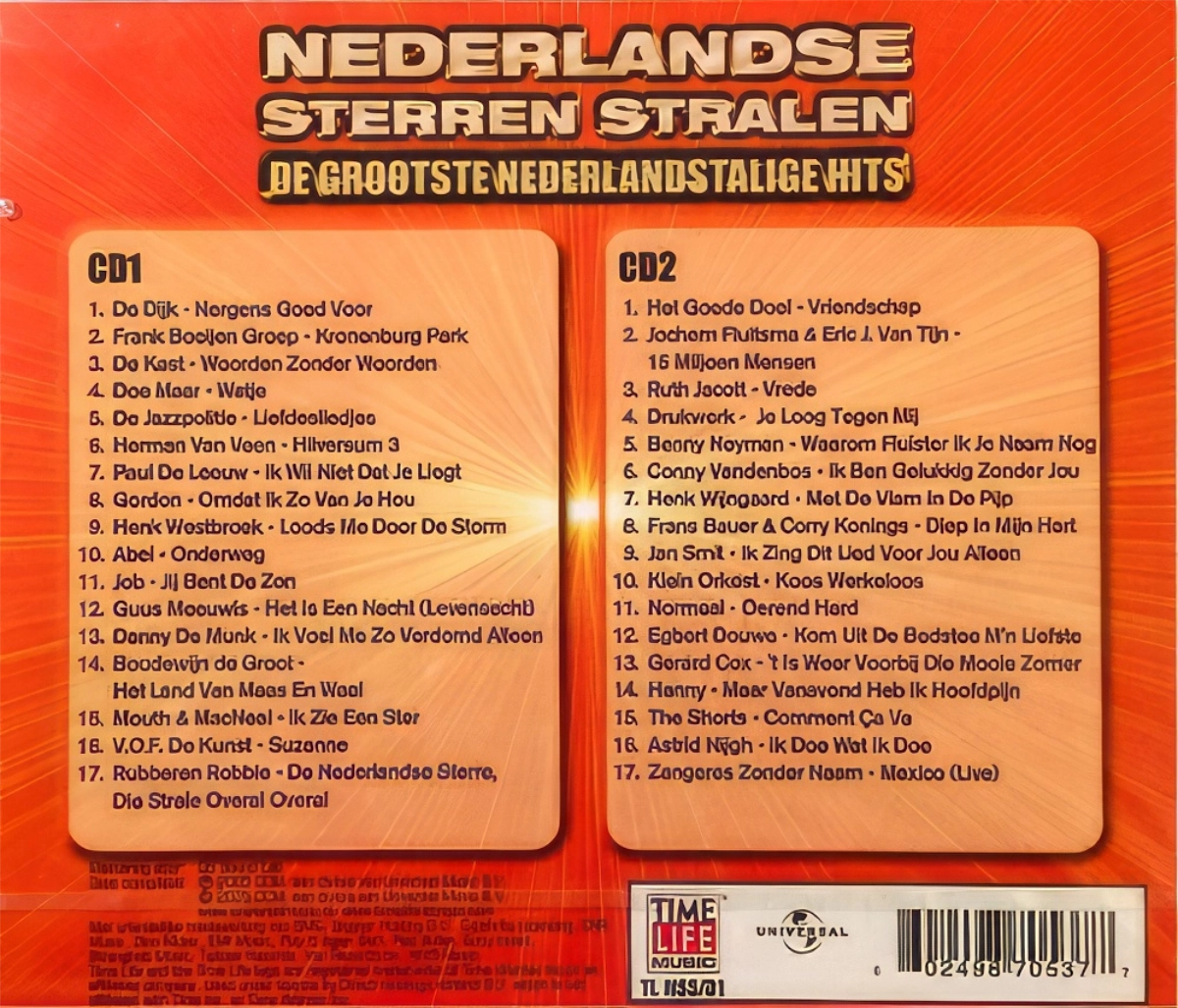 Nederlandse Sterren Stralen .De Grootste Nederlandstalige Hits Back Cover