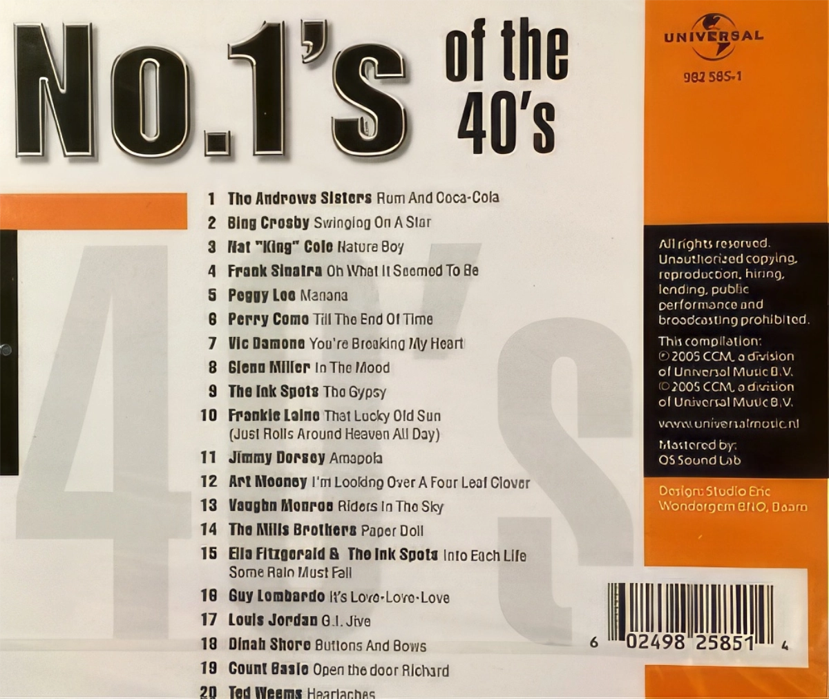 No. 1'S Of The 40'S Back Cover