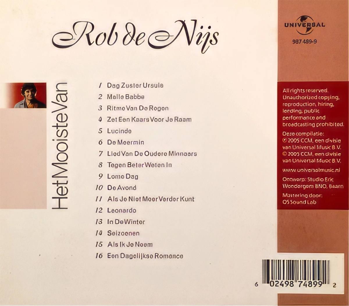 Rob De Nijs .Het Mooiste Van Back Cover