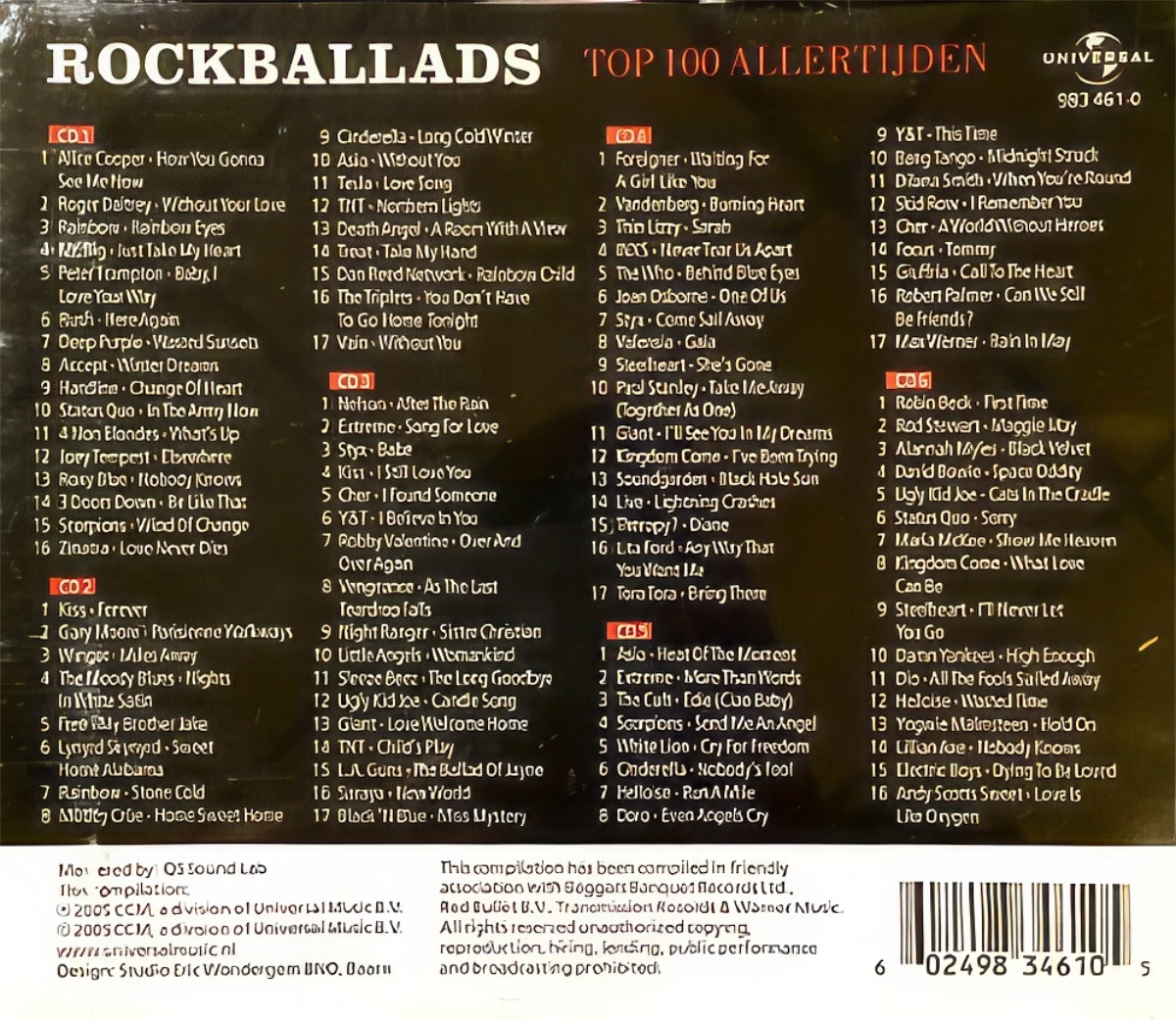 Rock Ballads Top 100 Allertijden Back Cover