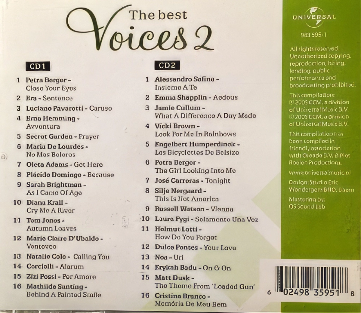 The Best Voices 2 Back Cover