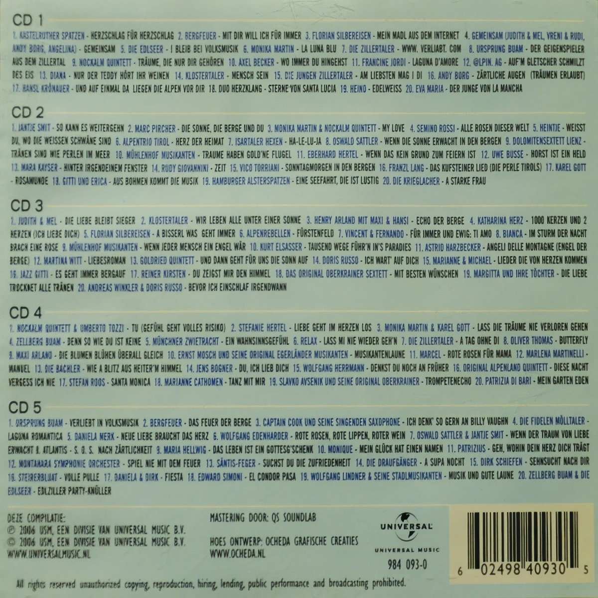 Volksmusik Top 100 Allertijden Back Cover